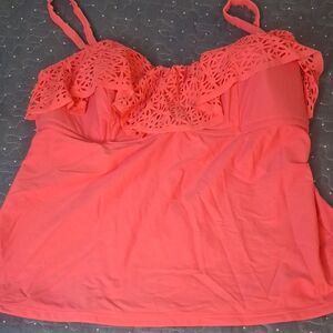 Collections by Catalina Pink Ruffle Women's Tankini Swim Top size 1X